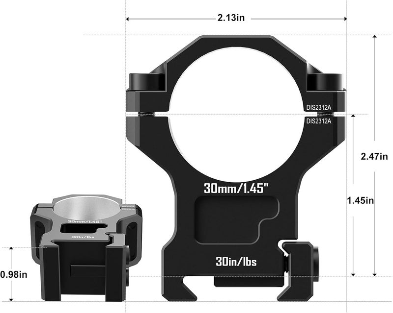 DISCOVERYOPT Store 7075 Series Aluminum 30mm 34mm 1 inch Scope Rings, High Precision Pre-lapped Picatinny Scope Rings, Medium/High/Low Profile Scope Mount for Picatinny Rail - Image 3